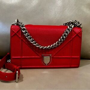 Christian Dior Diorama Grained Calfskin Leather Flap Shoulder Bag